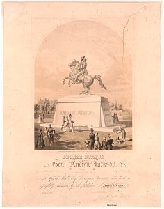 Bronze statue of Genl. Andrew Jackson. At Washington, D.C. - on stone by B.F. Smith, Jr. ; from dagtpe. by Paige. LCCN2012648943