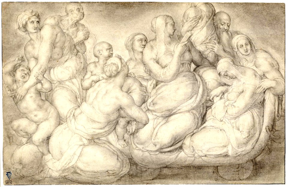 Bronzino - Unidentified subject with women, children and two elderly men (study for the 'Benediction of the Seed of Noah'), 1974,0406.36