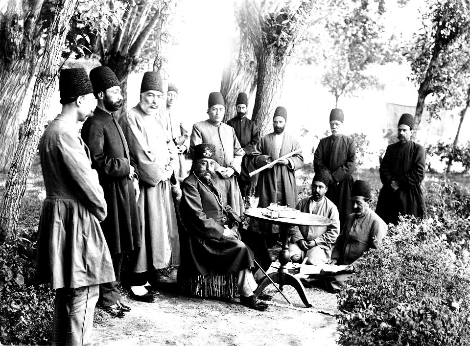 Brooklyn Museum - Mozaffar al-Din Shah and Attendants Seated in a Garden One of 274 Vintage Photographs