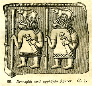 Bronsplåt fr Torslunda, Öland (Montelius 1873 sid 86 fig 66)