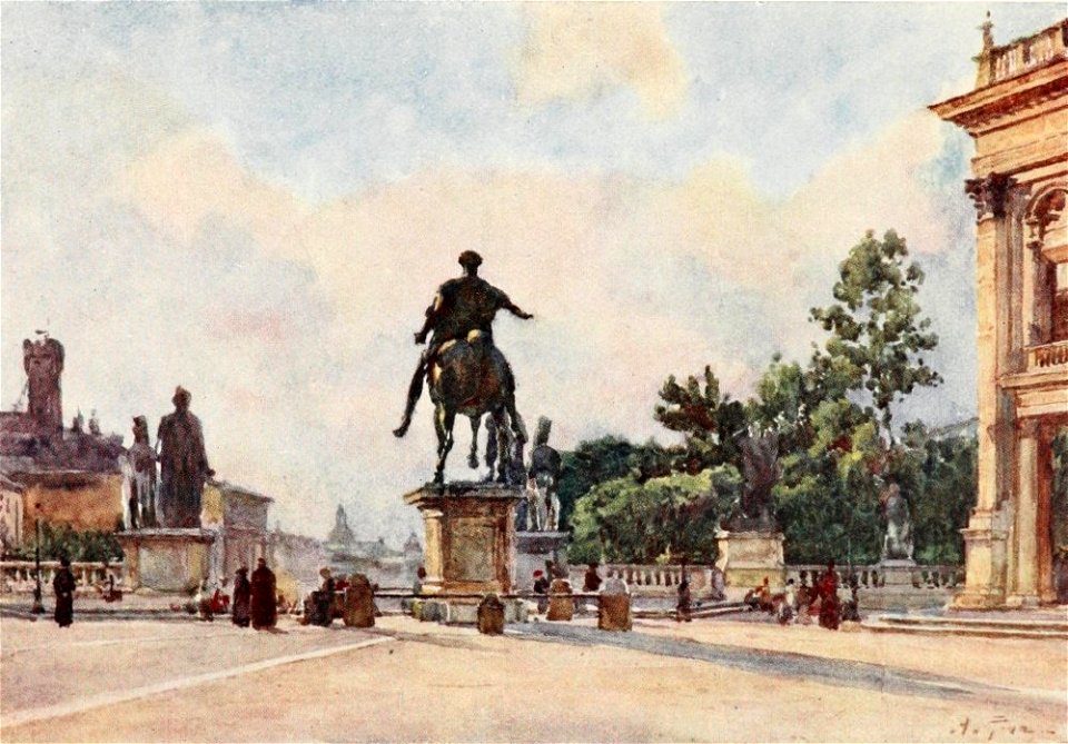Bronze statue of Marcus Aurelius in Piazza del Campidoglio by Alberto Pisa (1905)