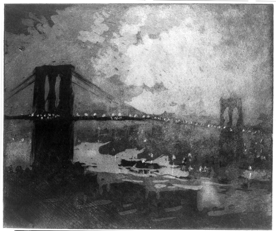 Brooklyn Bridge at night LCCN2003673337