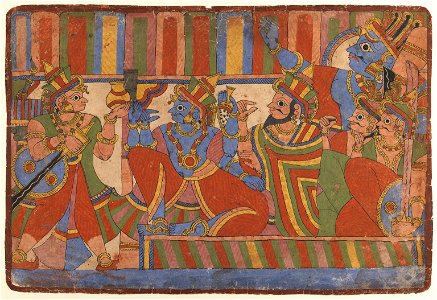 Brooklyn Museum - Krishna Counsels the Pandava Leaders Page from a Mahabharata series
