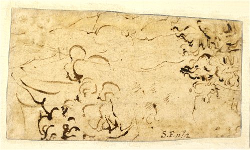 Bronzino - Studies of four heads and of a nude figure seen from the rear (verso), 92.GB.40