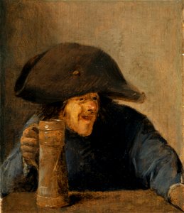 Adriaen Brouwer Peasant with Bicorne and Tankard (1630s) Kunstmuseum Basel. Free illustration for personal and commercial use.