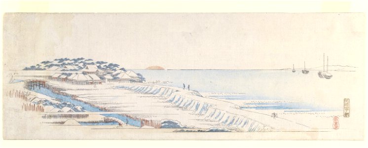 Brooklyn Museum - Snow Dawn at Susaki from the Letter-Sheet Set - Utagawa Hiroshige (Ando)