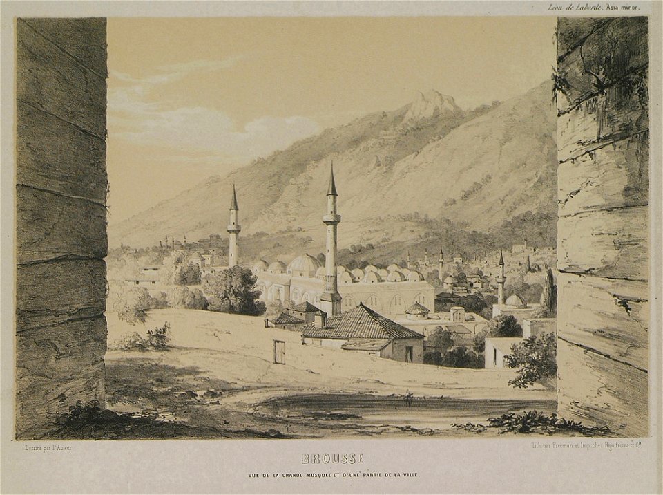 Brousse Vue de la grande mosquée et d'une partie de la ville - Laborde Léon Emmanuel Simon Joseph - 1838