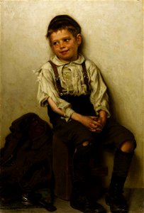 John George Brown - Daydreaming (The Shoe Shine Boy). Free illustration for personal and commercial use.