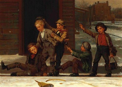 John George Brown - Winter Sports in the Gutter (1875)