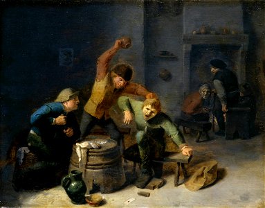 Adriaen Brouwer - Peasants Brawling over Cards