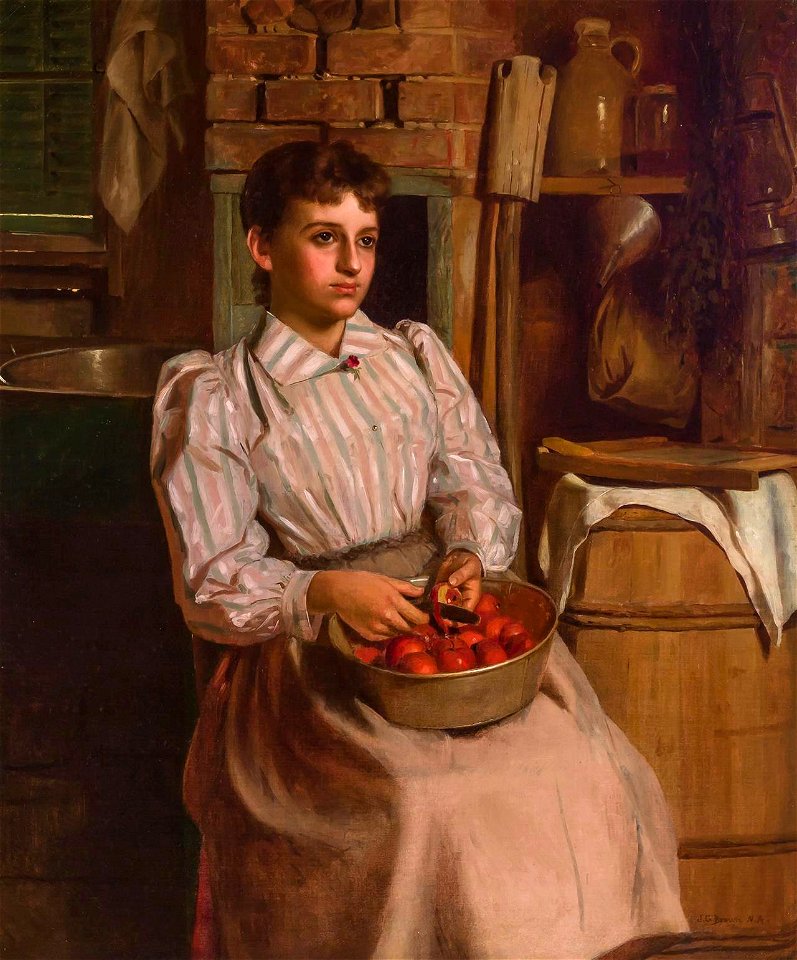 A Young Woman Paring Apples by John George Brown