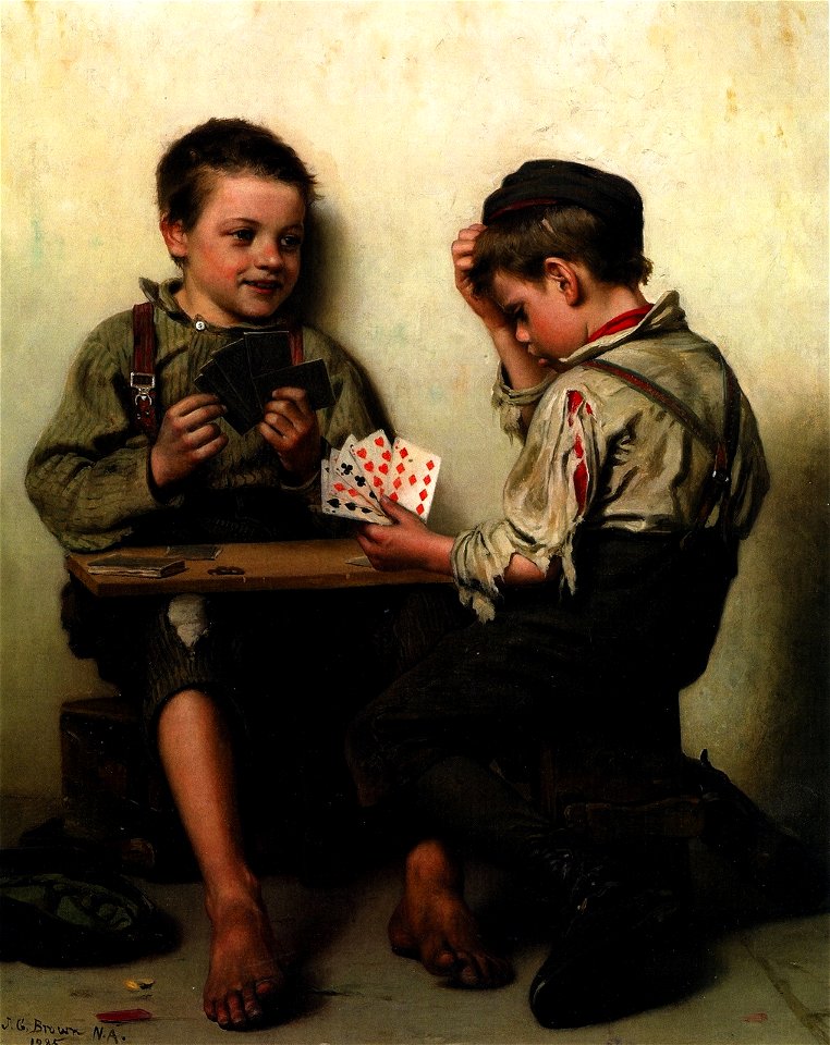 John George Brown - Bluffing (1885)