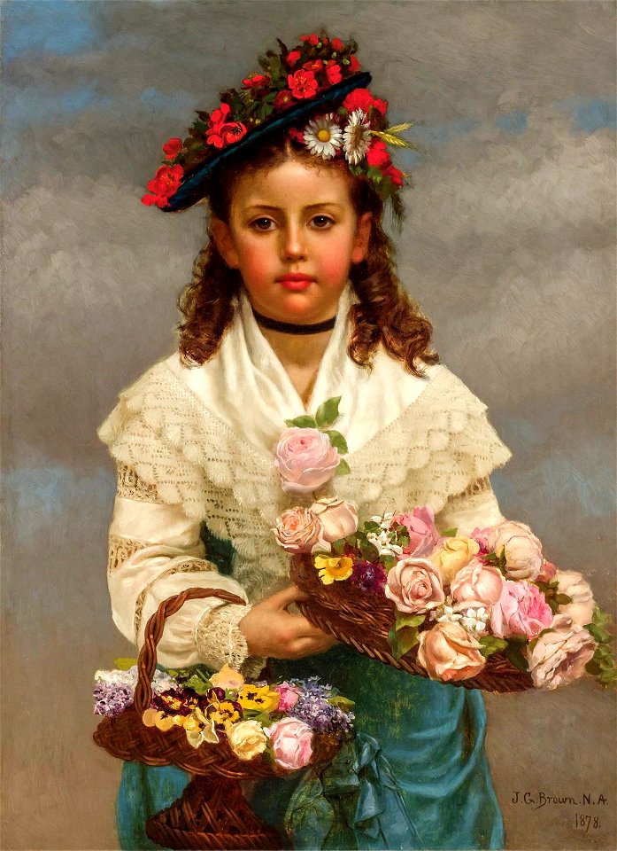 The Flower Girl by John George Brown, 1878