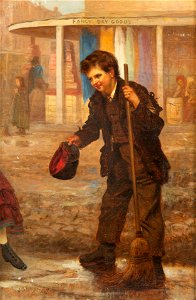 Little Street Sweeper by John George Brown, 1865. Free illustration for personal and commercial use.
