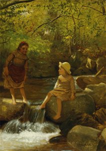 John George Brown - Cooling Their Toes. Free illustration for personal and commercial use.