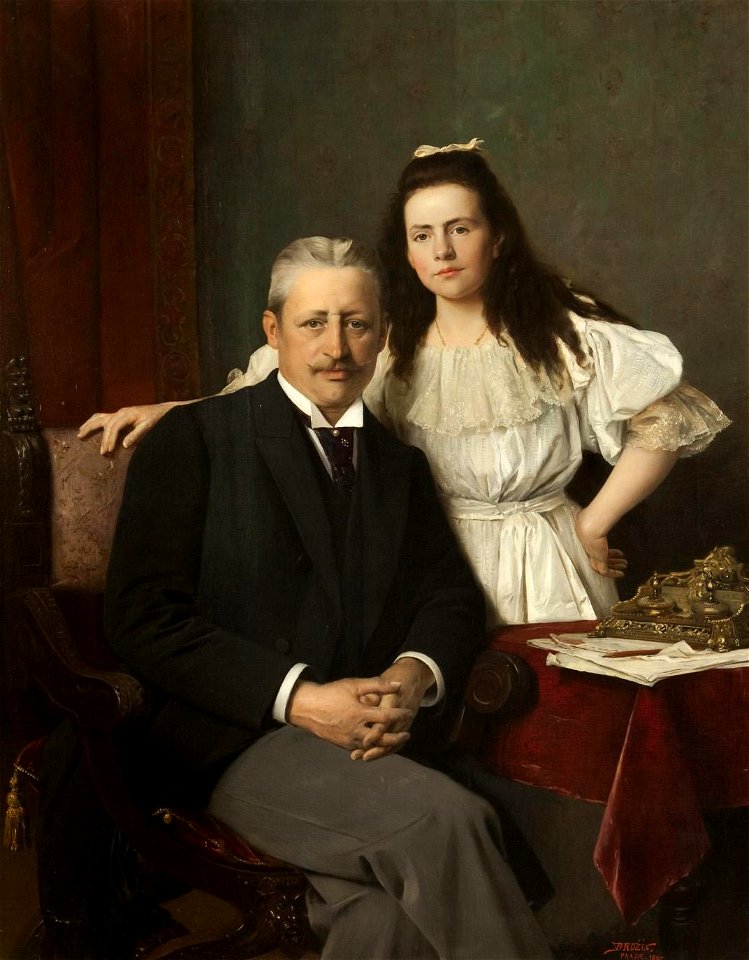 Václav Brozík Porträt des Grafen von Seilern mit Tochter 1895
