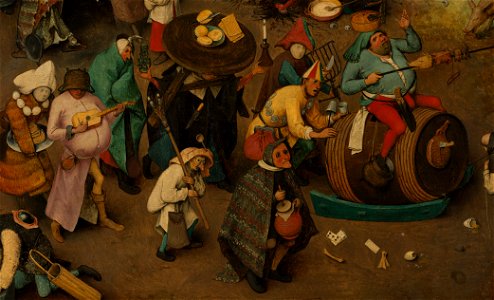 Bruegel - The Fight between Carnival and Lent - detail Prince Carnival and his retinue