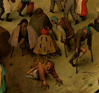 Bruegel - The Fight Between Carnival and Lent - detail the crippled beggars