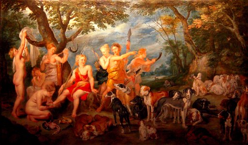 Brueghel and Rubens, Diana and her Nymphs on the Point of Leaving - Musee de la Chasse et Nature. Free illustration for personal and commercial use.