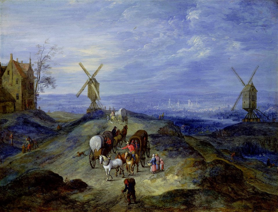 Jan Brueghel de Oude - Landschap met twee molens (1612)