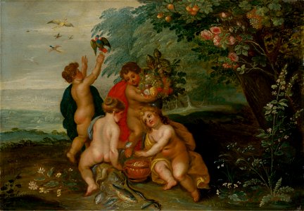 Jan Brueghel st. - Allegory of the Four Elements - O 1125 - Slovak National Gallery. Free illustration for personal and commercial use.