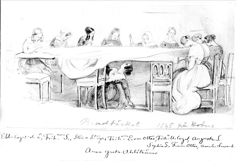 Brudtäcket 1845 på Koberg. Fritz von Dardel - Nordiska Museet - NMA.0036354