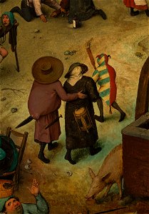 Bruegel - The Fight between Carnival and Lent - detail the notable couple and the jester