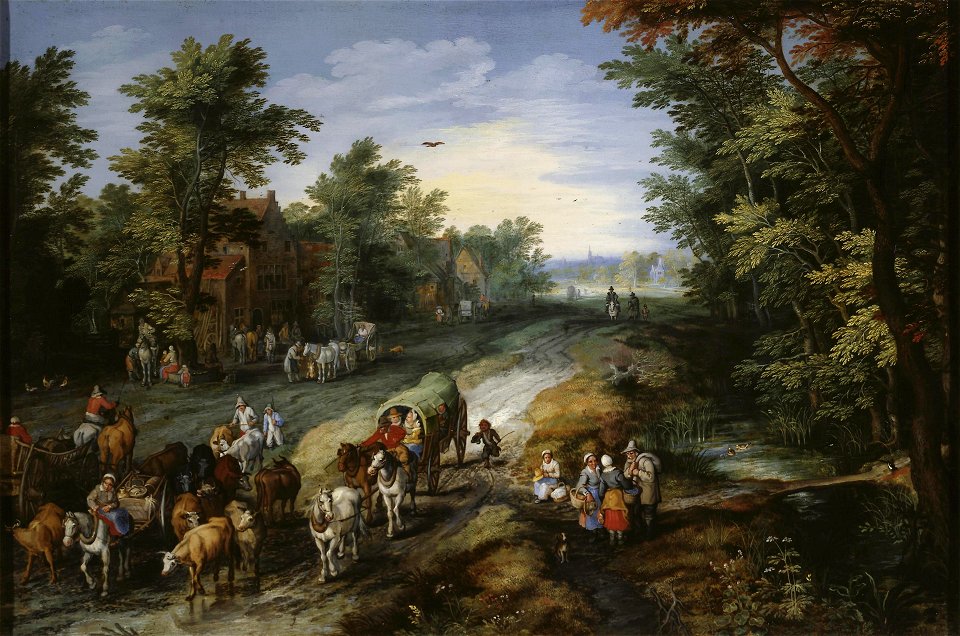 Jan Brueghel (I) - Road in the Environs of a City (Hermitage)