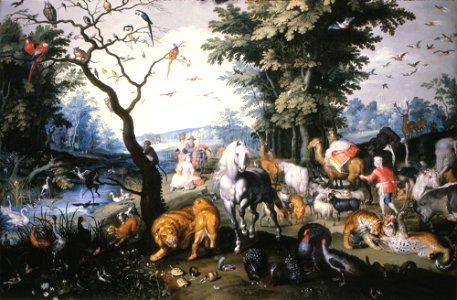 Noah's Family Assembling Animals before the Ark