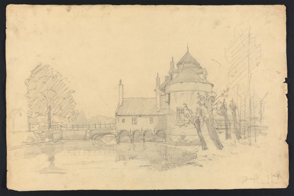 Bruges - Porte des Baudets 1892 drawing by Jean-François Taelemans, R-2009-26332, Prints Department, Royal Library of Belgium