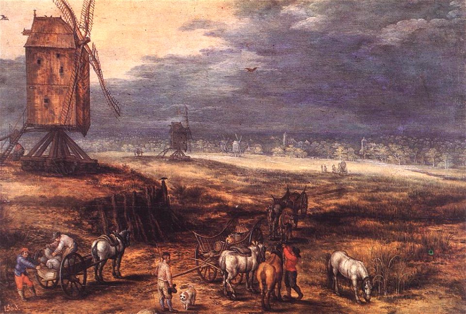 Jan Brueghel the Elder-Landscape With Windmills