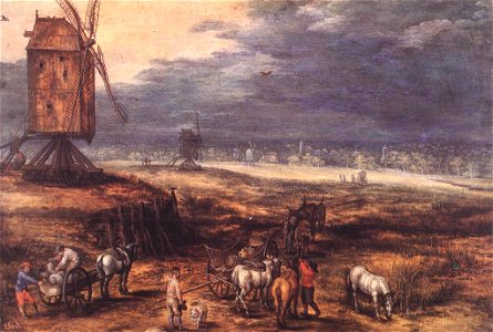 Jan Brueghel the Elder-Landscape With Windmills