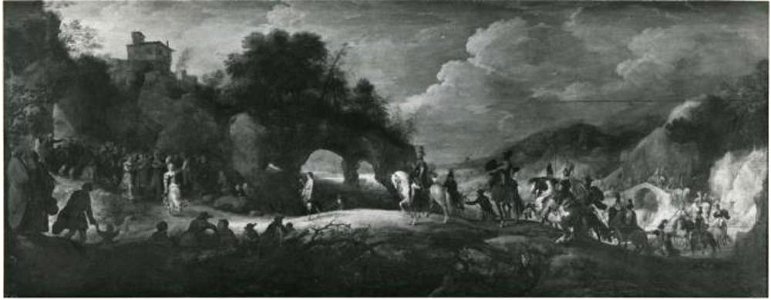 Adriaen van Stalbemt - De vrouwen van Israel halen David in met zang en dans na zijn overwinning op Goliat (1 Samuel 18-6-7) - P001782 - Museo del Prado