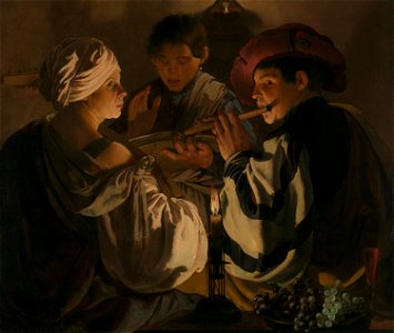 Hendrick ter Brugghen - Musicerend gezelschap bij kaarslicht (ca. 1626). Free illustration for personal and commercial use.