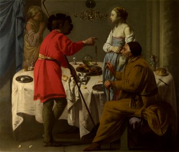 Hendrick ter Brugghen - Jacob verwijt Laban zijn bedrog met Lea (1627)