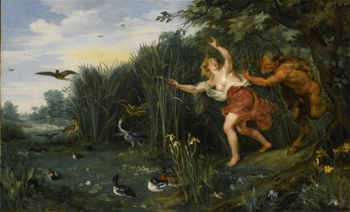 Landscape with Pan and Syrinx by Sir Peter Paul Rubens Jan Breughel the Younger. Free illustration for personal and commercial use.
