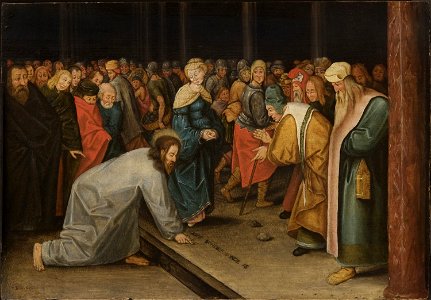 Brueghel II, Pieter - Christ and the Woman Taken in Adultery 1600