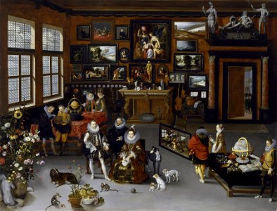 Jan Brueghel the Elder - The Archdukes Albert and Isabella Visiting a Collector's Cabinet - Walters 372010. Free illustration for personal and commercial use.