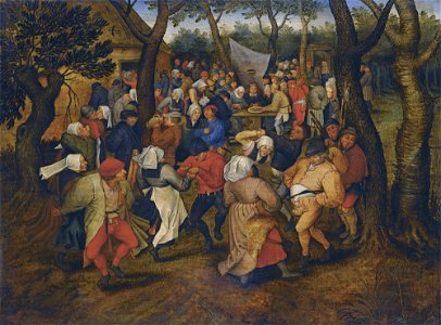 Outdoor Peasant Wedding Dance by Pieter Brueghel the Younger (1614). Free illustration for personal and commercial use.