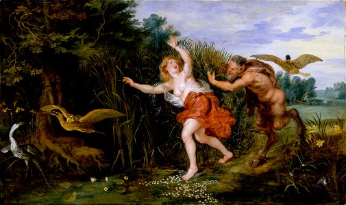 Jan Brueghel (II) & Peter Paul Rubens - Pan and Syrinx (Staatliches Museum Schwerin). Free illustration for personal and commercial use.