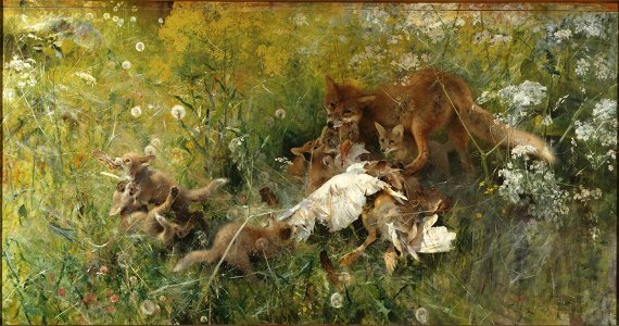 Bruno Liljefors - A Fox Family - Google Art Project