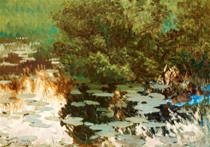 Bruno Liljefors - Andfamilj bland näckrosor 1917