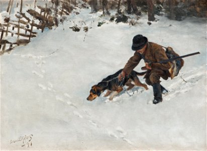 Bruno Liljefors - Jägare med hund 1891