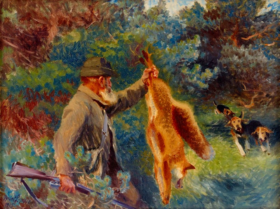 Bruno Liljefors - Jägare med skjuten räv 1915