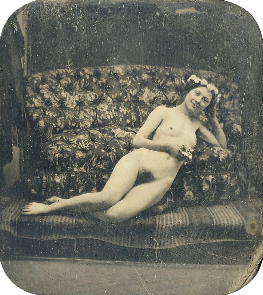 Bruno Braquehais (attr) Reclining female nude 1850s