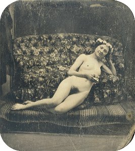 Bruno Braquehais (attr) Reclining female nude 1850s