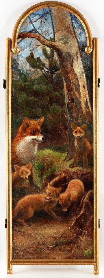 Bruno Liljefors - Rävfamilj 1894 (middle folding screen)