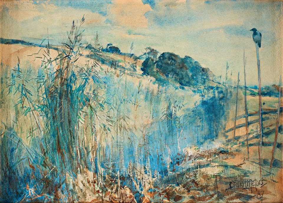 Bruno Liljefors - Kråka på gärdsgård 1887