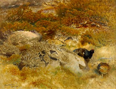 Bruno Liljefors - Landskap med fälthöns 1910-1916