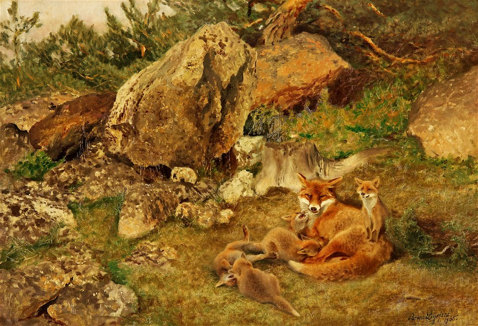 Bruno Liljefors - Lekande rävar 1905